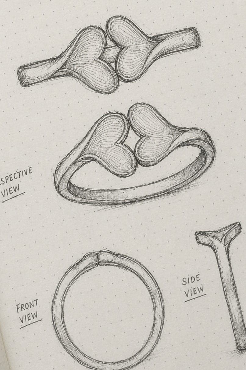 Ajra hand-drawn ring design sketch